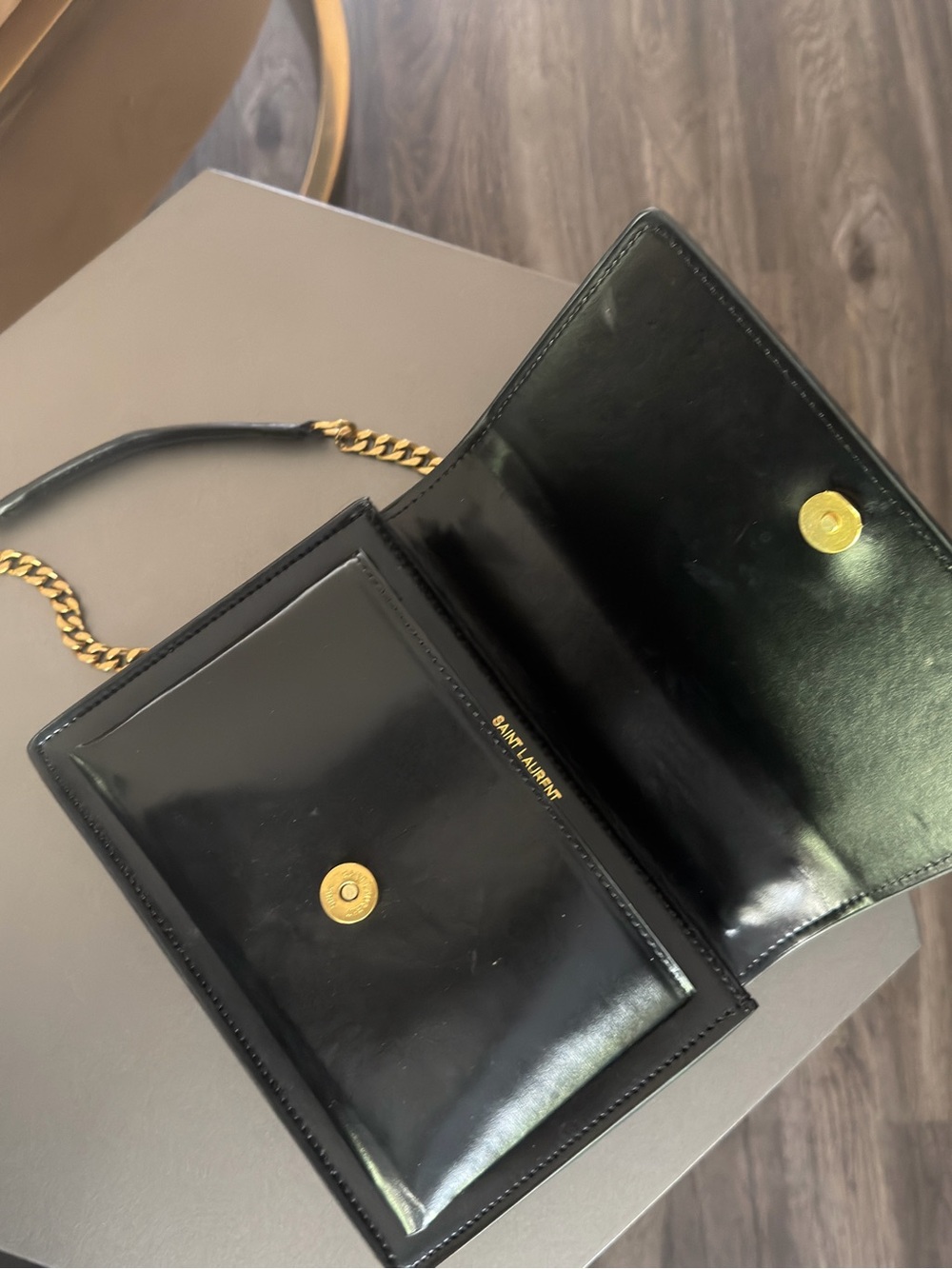Saint Laurent Black Leather Crossbody with Gold YSL Hardware - Picture 2 of 3